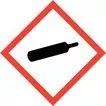 Illustrated gas cylinder in titled square. Pictogram. 