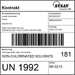 Label for non-chlorinated solvents