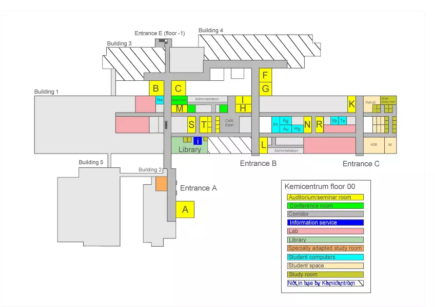 Map showing Kemicentrum floor 0. Photo.