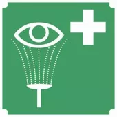 Eye under shower against green background. Sign.