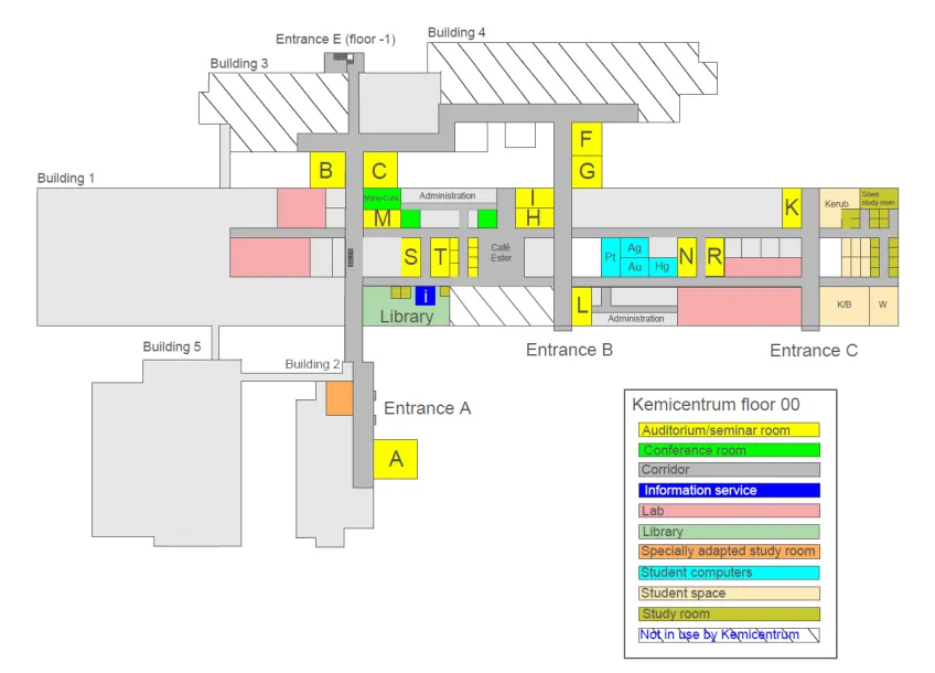 Map of Kemicentrum, Floor 0. Illustration. 