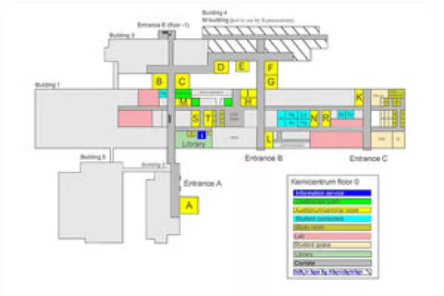 Ritning över Kemicentrum plan 0. Illustration.