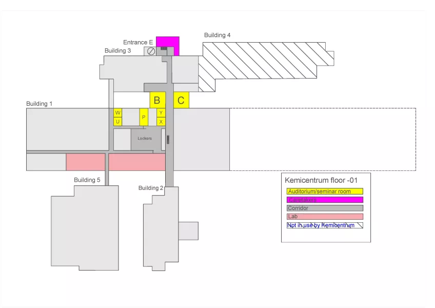 Karta över Kemicentrums lokaler på plan -1. Foto.